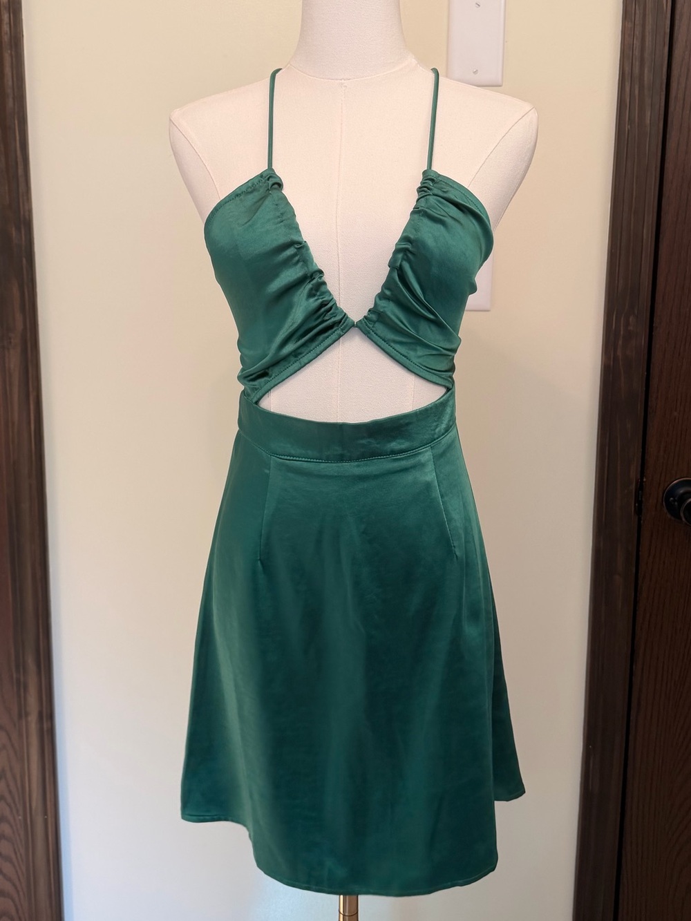 Princess Polly Emerald Satin Cutout Mini Dress